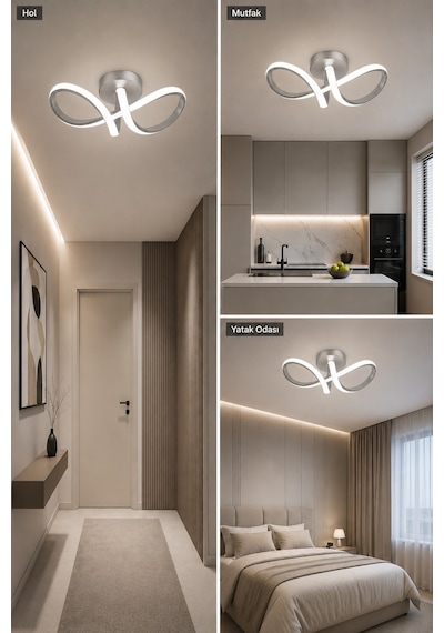 Savo Led Plafonyer Avize Beyaz Işık Gri