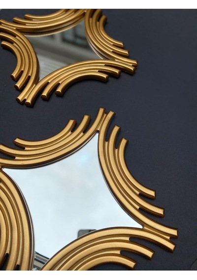Peramari Dekoratif Polyester Ikili Kare Ayna Takımı Gold Gold 44 X 44 Diğer