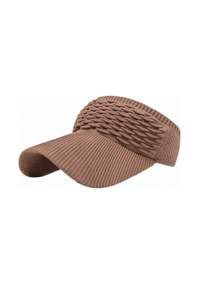 Aresshop Güneş Koruyucu Plaj Örgü Desenli Vizör Şapka Camel
