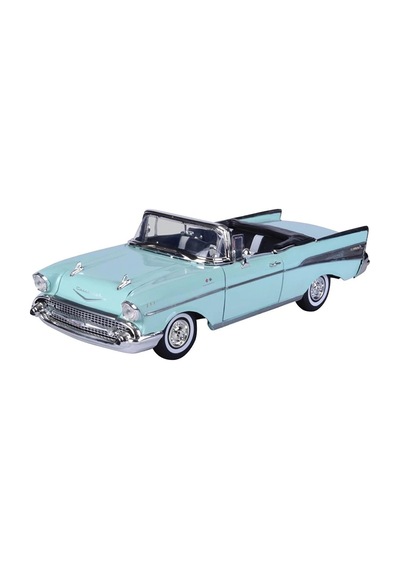 1:18 1957 Chevrolet Bel Air Su Yeşili Klasik Diecast Model Araba 28cm Çok Renkli