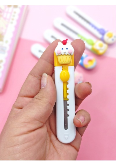 Mini Şekilli Maket Bıçağı - Sevimli Cupcake Kedi
