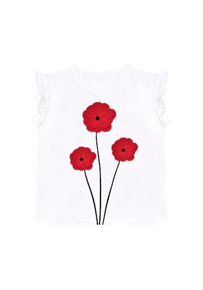 Fırfırlı Kırmızı Gelincik Kız Çocuk Yazlık T-shirt Tayt Takım Fırfırlı Kırmızı Gelincik Kız Çocuk Yazlık T-shirt Tayt Takım