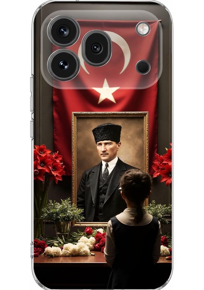 Honor 600 Pro Uyumlu Atatürk Türk Bayrağı Tablo Baskılı Silikon Kılıf Renkli