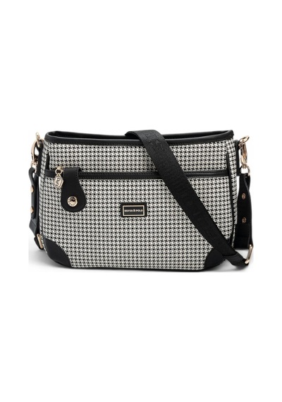 Silver & Polo Silver Polo Siyah - Siyah Kaz Ayağı Ekose Kadın Çapraz Çanta Sp1160