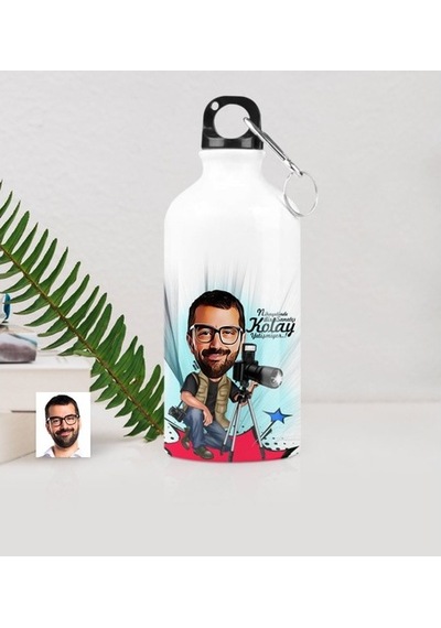 Kişiye Özel Bay Profesyonel Fotoğrafçı Karikatürlü Metal Suluk (5