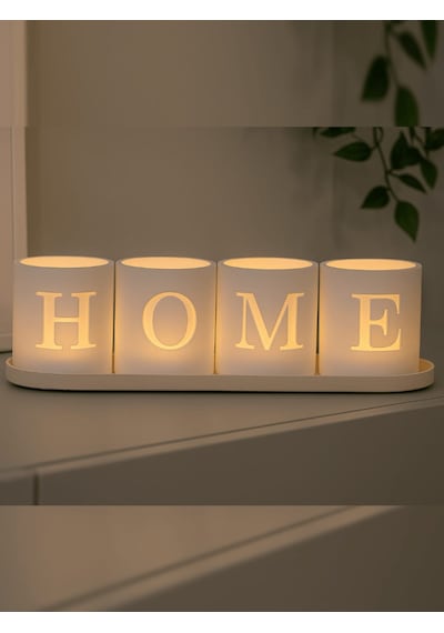 Home Yazılı Led Mumluk Seti 4 Parça Dekoratif Tealight Mumluk