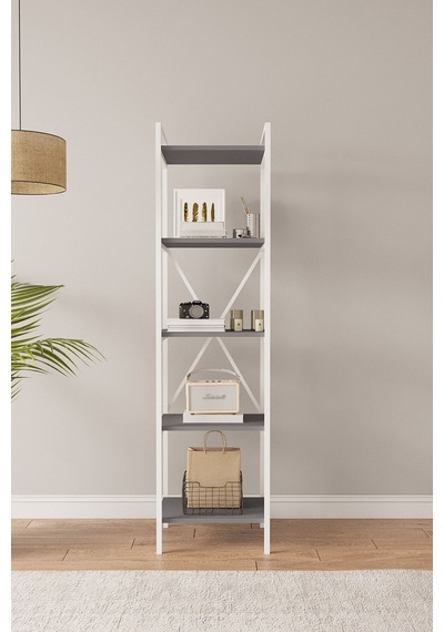 Nilamu Antrasit 45 Cm Kitaplık, Metal Aksamlı, Organizer, Ofis, 45 170 34 Cm Antrasit