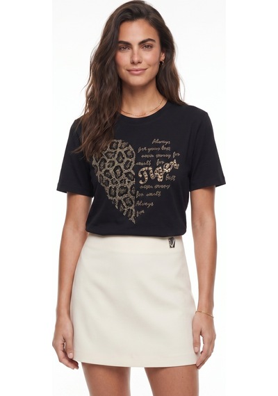 Onloox Kadın Siyah Siyah Pamuklu Bisiklet Yaka Regular Fit Leopar Kalp Formlu Taş İşlemeli Kısa Kollu T-shirt Onloox Kadın Siyah Siyah Pamuklu Bisiklet Yaka Regular Fit Leopar Kalp Formlu Taş İşlemeli Kısa Kollu T-shirt