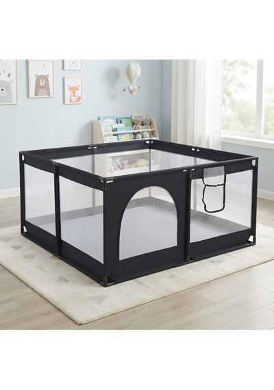 Missidea Bebek Ve Çocuk Siyah Oyun Parkı Güvenli Oyun Alanı 120x120 Cm