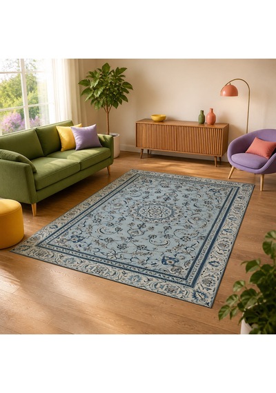 Kartela Halı Suma Halı Jüt Taban Dokuma Halı Mavi - 120 X 180 Cm