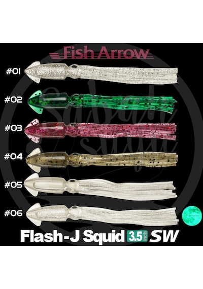 Fish Arrow Flash J Squid 9cm Sw 06 Clear Dot Glow Silikon Kalamar 5 Adet