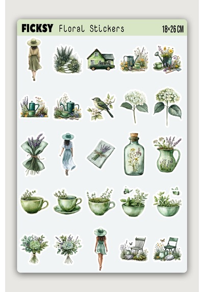 Kır Evi Ve Doğa Sticker Seti - 50 Adet Etiket Çıkartma Diğer