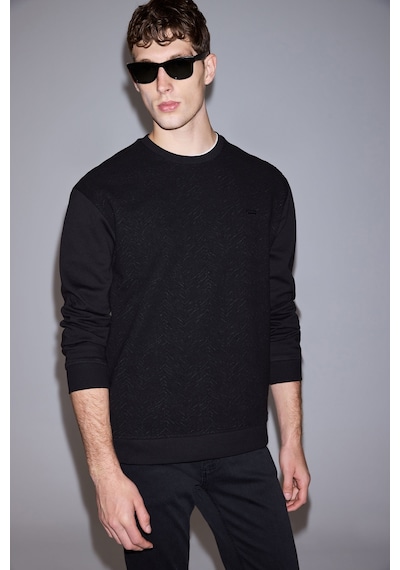 U.S. Polo Assn. Erkek Siyah Bisiklet Yaka Comfort Fit Metal Plaka Logolu Sweatshirt 50329411-vr046