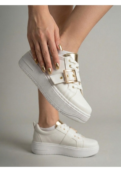Marina Rosse Lusi Kemer Gold Detaylı Günlük Ortopedik Sneaker Beyaz