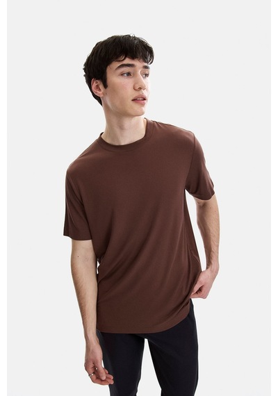 Backandbond Kahve Regular Fit Bisiklet Yaka Tişört