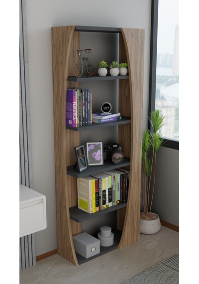 6 Raflı Kitaplık 50 Cm Seti Salon Rafı Ofis Mobilyası - Dekoratif & Kitap Rafı Antrasit - Atlantik Çam 6 Raflı Kitaplık 50 Cm Seti Salon Rafı Ofis Mobilyası - Dekoratif & Kitap Rafı Antrasit - Atlantik Çam