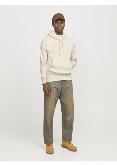 Jack & Jones Jack Jones Original Yazılı Erkek Kapüşonlu Sweatshirt 12270541 Krem