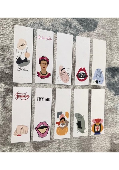Kadın Feminist Kahlo Desenli 10'lu Kitap Ayraç Seti Pytkayr