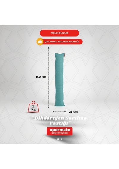 Xpermate Sarılma Yastığı, Bacak Arası Yastığı Dikdörtgen Açıkmavi