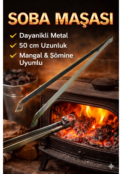 50 Cm Metal Soba Maşası Dayanıklı Ateş & Kömür Tutma Maşası