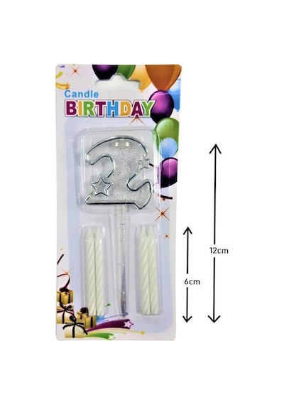 Mika Şeffaf 2 Rakam Gümüş Mum Set
