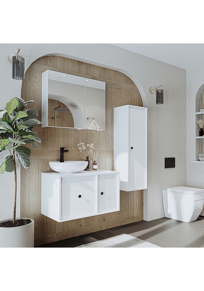 Lavabolu Mdf 75 Cm Çekmeceli Gusto Banyo Dolap + Aynalı Dlp Beyaz Mat Beyaz Lavabolu Mdf 75 Cm Çekmeceli Gusto Banyo Dolap + Aynalı Dlp Beyaz Mat Beyaz
