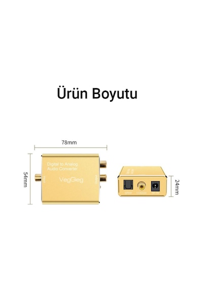 Veggieg Koaksiyel Toslink Optik Dijital To 3.5mm Rca Analog Ses Çevirici Adaptör