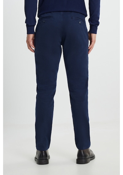 AC&Co / Altınyıldız Classics Erkek Laci Pamuklu Slim Fit Dar Kesim Armürlü Yan Cep Esnek Casual  Pantolon Lacivert