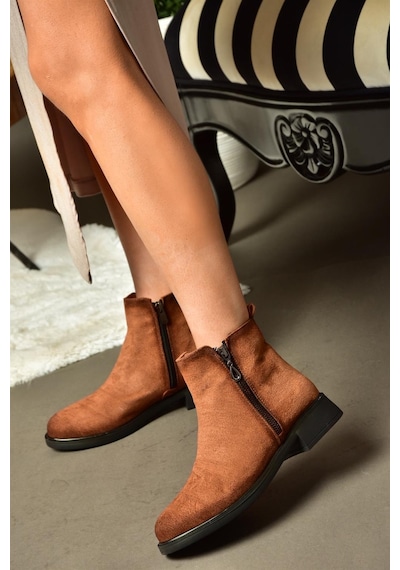 Fox Shoes R374050402 Taba Süet Alçak Tabanlı Kadın Bot Taba Fox Shoes R374050402 Taba Süet Alçak Tabanlı Kadın Bot Taba