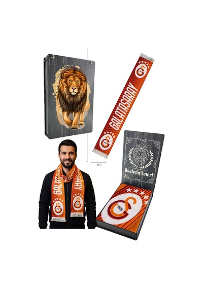 Galatasaray Lisanslı 5 Yıldız Kırmızı Şal Atkı Uv Kutu Kırmızı - Sarı