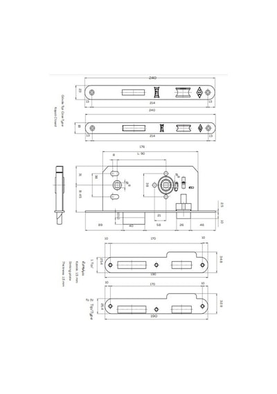 Kapı Gömme Kilidi Kale 149r Wc 45mm