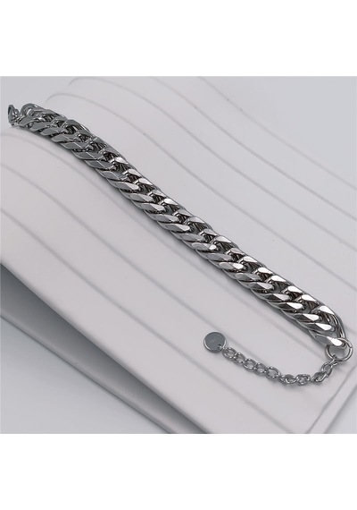 Çelik Silver Klasik Retro Kalın Zincir Bileklik-1240