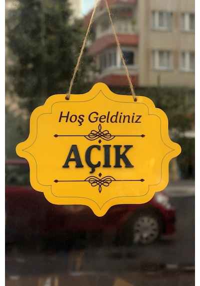 Ahşap Dekoratif Kesim Açık-kapalı Yazısı - Turuncu