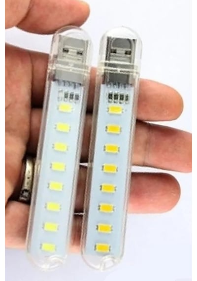 Taşınabilir 8 Ledli Büyük Flash Usb Led Işık Gece Lambası Portatif Mini Kamp Lambası Beyaz