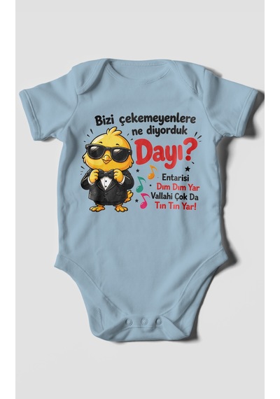 Morivokids Bizi Çekemeyenlere Ne Yazılı Kısa Kollu Bebek Body %100 Pamuk Bebe Mavisi