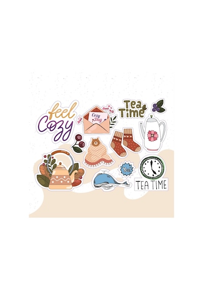 Yazılı Karışık Desenli Tasarımlı A5 Stickers Çıkartma Pytkstk020