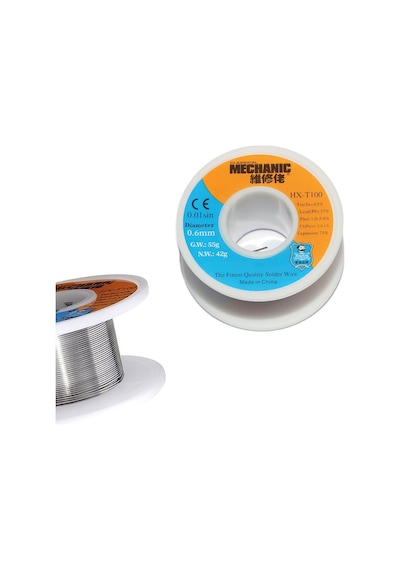 Mechanic Lehim Teli 0.6mm 42gr %63 Sn %37 Pb Fluxlu Profesyonel Smd Ve Mikro Lehim Teli