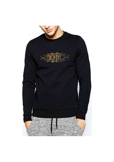 The Rock Logo Baskılı Siyah Erkek Sweatshirt