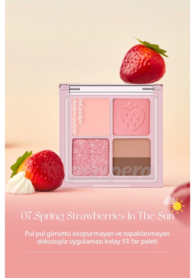 Mat, Parıltılı Tonlarda 5'li Far Paleti Perıpera Ink Pocket Shadow Palette 07 Spring Strawberries 87459476