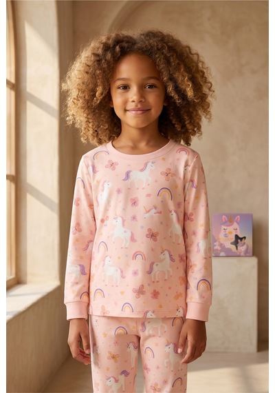 Katia&bony Kız Çocuk Unicorn Desenli Kutulu Pijama Takımı Pembe