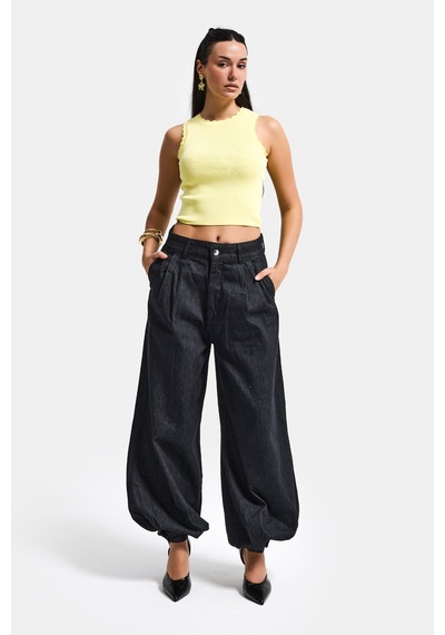 Kadın Sarı S6-108 Crop İnce Yazlık Triko Body