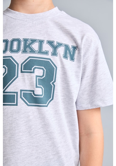 Defacto Regular Fıt Baskılı Tişört Eşofman Altı 2li Pijama Takımı Erkek Çocuk I0551a826augr400 Gri-gr400