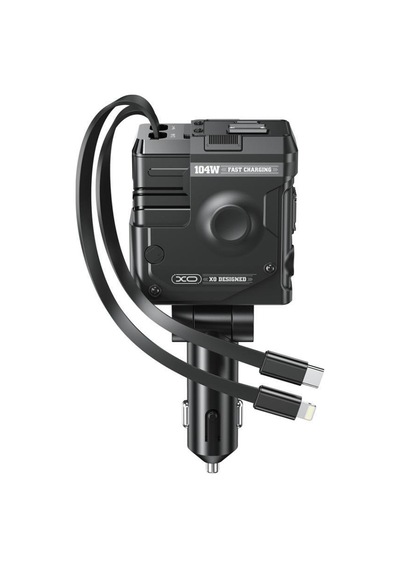 104w Dahili Type-c Ve Lightning Kablolu Usb-a & Usb-c Çıkışlı Dijital Göstergeli Araç İçi Şarj Aleti