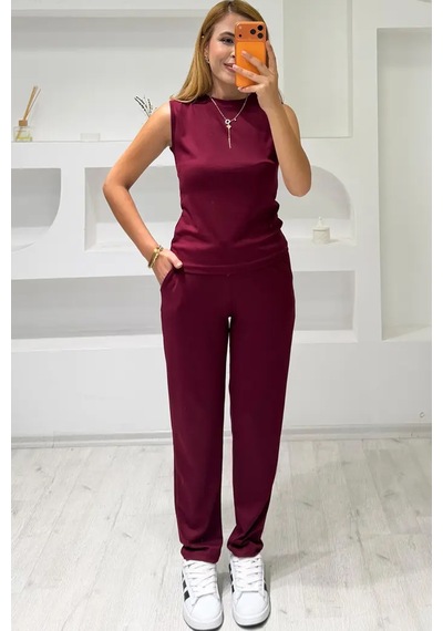 Fiolin Soft Touch Sıfır Kol Modal Takım bordo