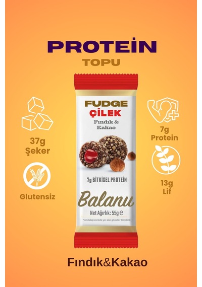 Fudge Fındık Kaplı Çilekli Bademli Meyve Topları 55g X3 Adet