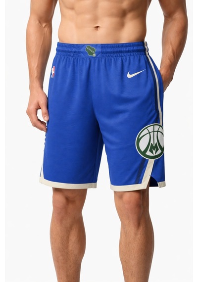 Nike Milwaukee Bucks Dri Fit Nba Basketball Shorts Erkek Basketbol Şort Mavi