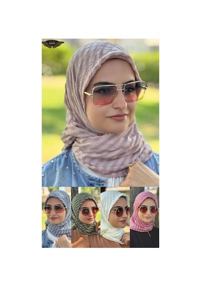 Aldaıyr 5 Adet - Jakarlı Caz Eşarp 120 X120 Pamuk Çok Renklig10-3