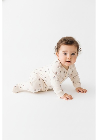 Tiffany Baby & Kids Krooboy Organik Tasarımlı Patikli Tulum ekru