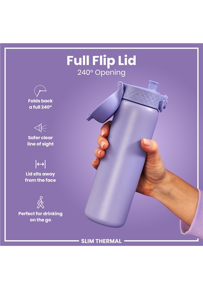 Ion8 - İnce Su Termosu - Açık Mor - 500 Ml - Sızdırmaz