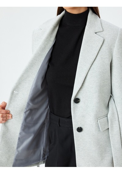 Koton Kruvaze Kuşak Detaylı Kaşe Blazer Ceket Gri 5wak20049ew Gri